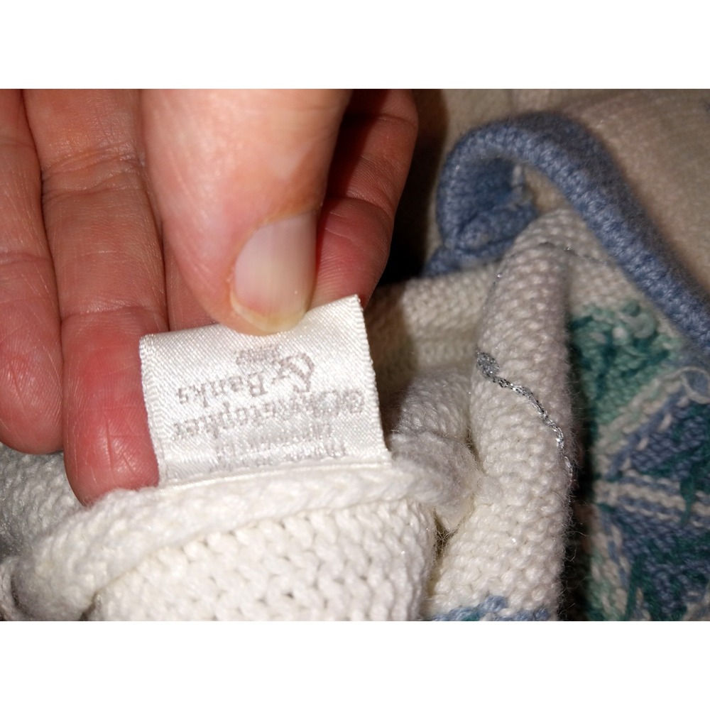 Vintage Winter Wonderland Embroidered Cardigan Sweater Blue Cream Christmas L - Picture 15 of 15